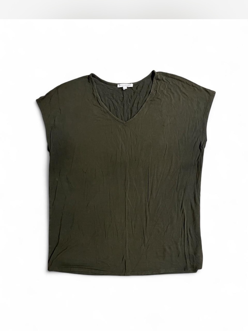 Women's V-Neck Tee Top - Olive Green